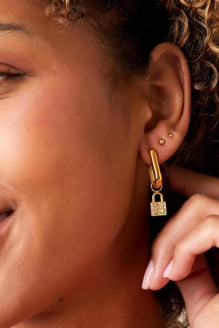 Stainless steel earrings secretive lock Gold Picture3